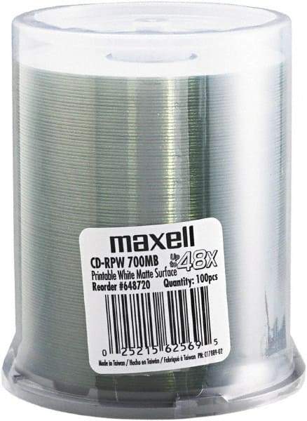 Maxell - Matte White CD-R Discs - Use with CD, DVD - Best Tool & Supply