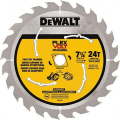 DeWALT - 7-1/4" Diam, 15.88mm Arbor Hole Diam, 24 Tooth Wet & Dry Cut Saw Blade - Steel, Smooth Action, Standard Round Arbor - Best Tool & Supply