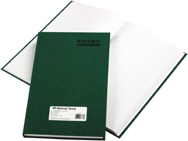 National Brand - 300 Sheet, 7-1/4 x 12-1/4", Record Rule Accounting Book - Green - Best Tool & Supply