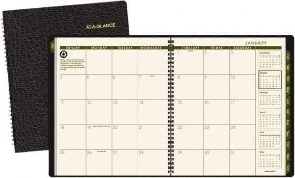 AT-A-GLANCE - 12 Sheet, 9 x 11", Monthly Planner - Black - Best Tool & Supply