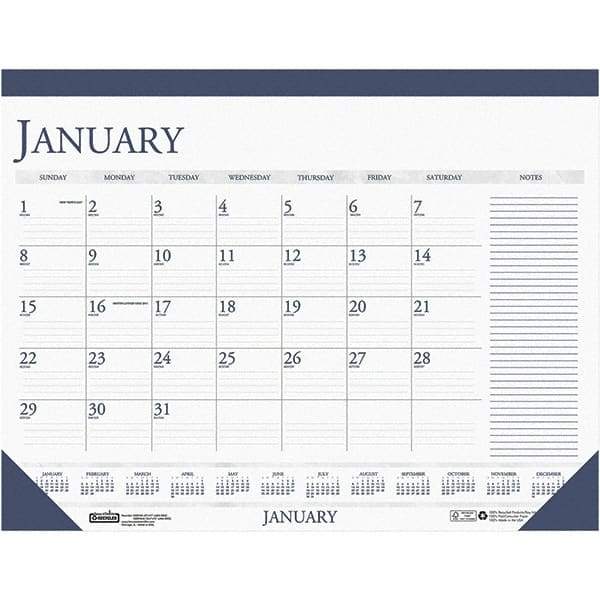 House of Doolittle - 12 Sheet, 18-1/2 x 13", Desk Calendar - White & Blue - Best Tool & Supply