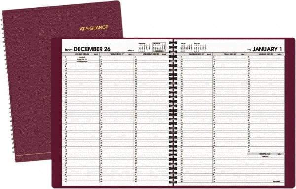 AT-A-GLANCE - 52 Sheet, 8-1/4 x 10-7/8", Appointment Book - Winestone - Best Tool & Supply