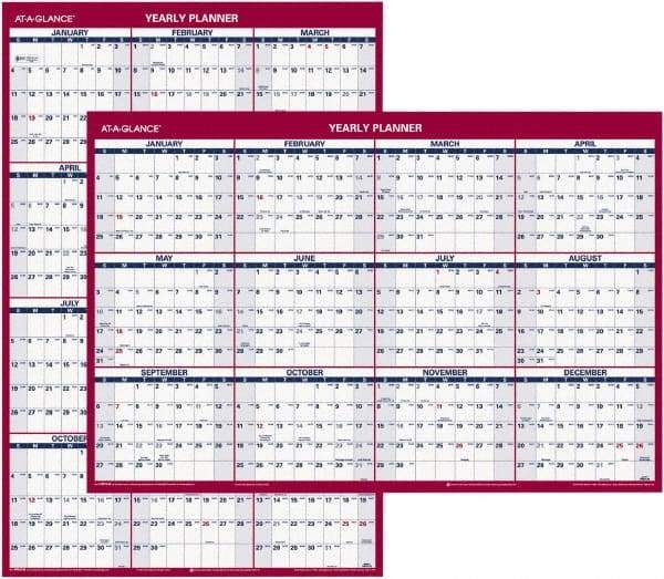 AT-A-GLANCE - 1 Sheet, 24 x 36", Wall Calendar - Blue & Red - Best Tool & Supply