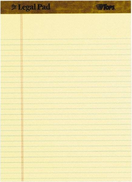 TOPS - 50 Sheet, 8-1/2 x 11-3/4", Legal Pad - Canary - Best Tool & Supply