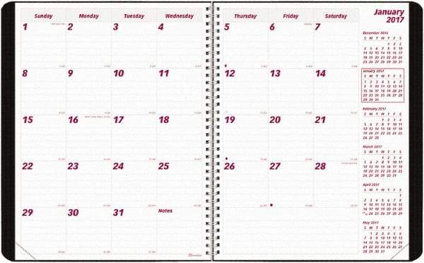 Brownline - 12 Sheet, 8-1/2 x 11", Monthly Planner - Black - Best Tool & Supply