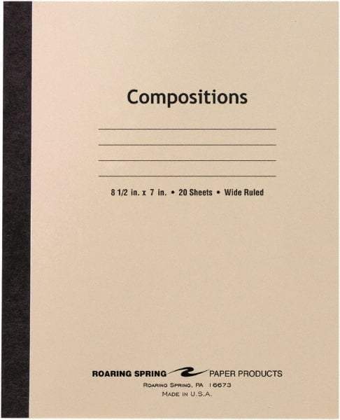 Roaring Spring - 20 Sheet, 8-1/2 x 7", Composition Book - Manila - Best Tool & Supply