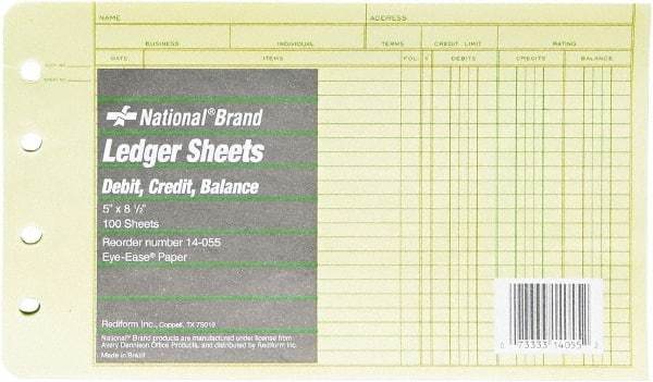 National Brand - 100 Sheet, 5 x 8-1/2", Ledger Refill Sheets - Green - Best Tool & Supply