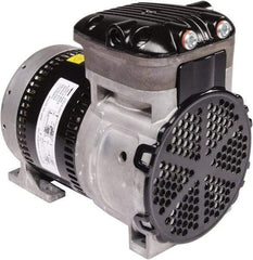 Gast - 1/4 hp, 3.8 CFM, 125 Max psi Piston Vacuum & Compressor Pump - 27.5 Hg/In, 100 to 240/50 to 60 Volt, 7.71" Long x 5" Wide x 7.08" High - Best Tool & Supply