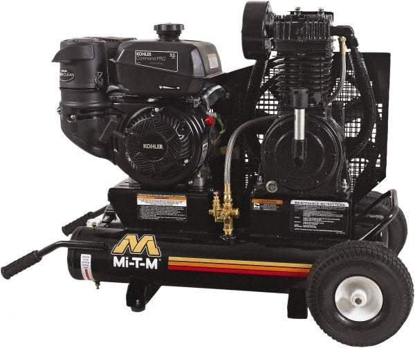 MI-T-M - 9.59 hp, 17.2 CFM, 175 Max psi, Two Stage Portable Fuel Air Compressor - Kohler CH395 OHV Engine - Best Tool & Supply