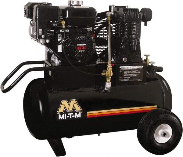 MI-T-M - 6.5 hp, 13.9 CFM, 90 Max psi, Single Stage Portable Fuel Air Compressor - Honda GX200 OHV Engine - Best Tool & Supply