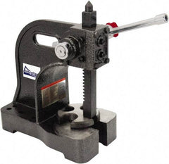 Gibraltar - 3/4" Ram, 3-1/4" Throat Depth, 1/2 Ton Manual Arbor Press - 4-1/2" Max Work Height x 6-1/2" Max Work Width, Single Leverage, 20:1 Leverage Ratio, 4" Base Width x 4" Base Depth - Best Tool & Supply