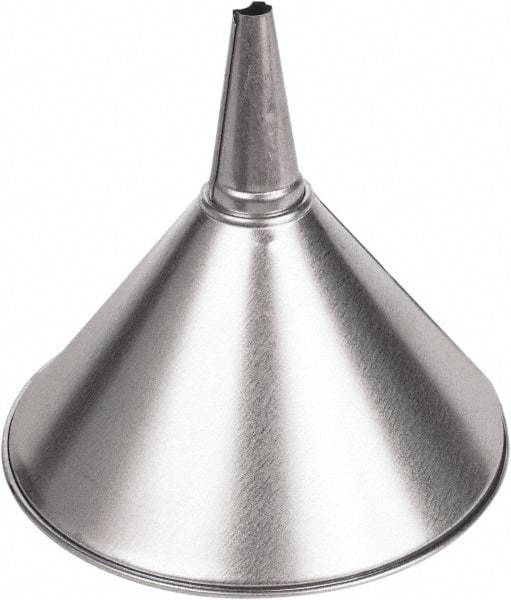 Funnel King - 2 Qt Capacity Galvanized Steel Funnel - 8-3/8" Mouth OD, 1/2" Tip OD, 3-1/8" Straight Spout, Silver - Best Tool & Supply