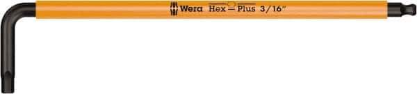 Wera - 3/16" Hex, Long Arm, Hex Key - 6-1/16" OAL, Cast Steel, Inch System of Measurement - Best Tool & Supply