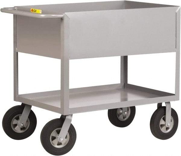 Little Giant - 1,200 Lb Capacity, 24" Wide x 54" Long x 36-1/2" High Deep Shelf Cart - 2 Shelf, Steel, 2 Rigid/2 Swivel Casters - Best Tool & Supply