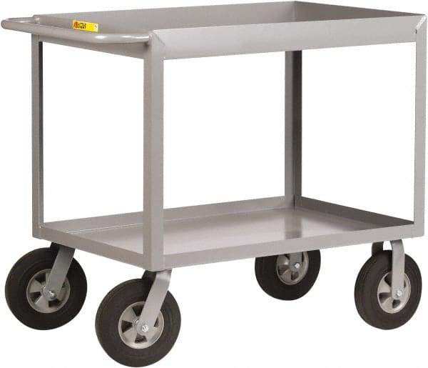 Little Giant - 1,200 Lb Capacity, 24" Wide x 54" Long x 36-1/2" High Deep Shelf Cart - 2 Shelf, Steel, 2 Rigid/2 Swivel Casters - Best Tool & Supply