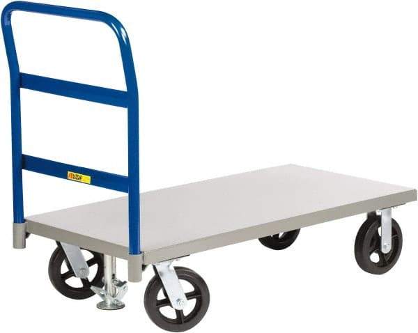 Little Giant - 2,400 Lb Capacity Steel Platform Truck - Steel Deck, 36" OAW, 72" Platform Length x 11" Platform Height, Mold-On Rubber Casters - Best Tool & Supply