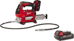 Milwaukee Tool - 10,000 Max psi, Flexible Battery-Operated Grease Gun - 14 oz Capacity, 31 Strokes per oz, Includes Grease Gun, Gauge Hose Assembly, Coupler, 30-Minute Charger, Carrying Case, (2)18 V Rechargeable Batteries & Extra 18V Li-Ion Battery - Best Tool & Supply