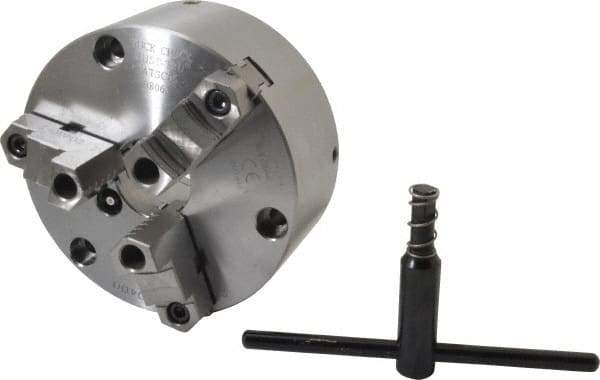 Buck Chuck Company - 3 Jaws, 6" Diam, Self Centering Manual Lathe Chuck - Front Mount, Adjustable, Reversible, 4,600 Max RPM, 1.78" Through Hole Diam, Forged Steel - Best Tool & Supply