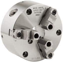 Buck Chuck Company - 3 Jaws, 8" Diam, Self Centering Manual Lathe Chuck - Front Mount, Adjustable, Reversible, 4,000 Max RPM, 2.37" Through Hole Diam, Forged Steel - Best Tool & Supply