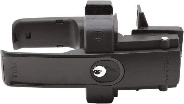 D&D Technologies - 3-1/4" Bar Latch Length, 4.17" High, Polymer Adjustable Gate Latch - Black Finish, 3-1/4" Bar Latch Projection, 1" Hole Diam - Best Tool & Supply