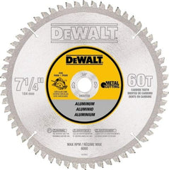 DeWALT - 7-1/4" Diam, 5/8" Arbor Hole Diam, 60 Tooth Wet & Dry Cut Saw Blade - High Speed Steel, Crosscut Action, Standard Round Arbor - Best Tool & Supply