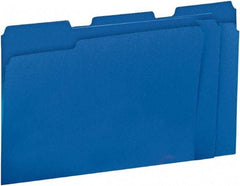 UNIVERSAL - 8-1/2 x 11", Letter Size, Blue, File Folders with Top Tab - 11 Point Stock, 1/3 Tab Cut Location - Best Tool & Supply