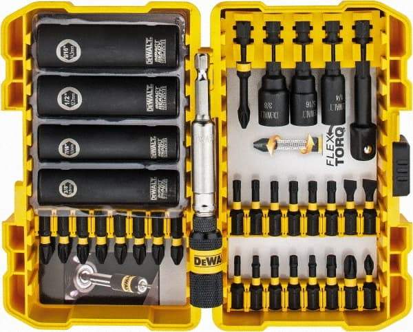 DeWALT - 35 Piece, Screwdriver Insert Bit Set - #1, #2 & #3 Phillips, 1/4 to 3/8" Hex, T20 & T25 Torx, #1, #2 & #3 Pozidriv, #1 to #3 Square Recess - Best Tool & Supply