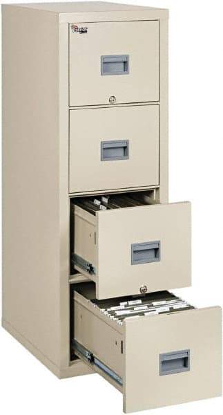 FireKing - 17-3/4" Wide x 52-3/4" High x 25" Deep, 4 Drawer Vertical File - Steel, Parchment - Best Tool & Supply