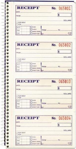 Adams Business Forms - 200 Sheet, 2-3/4 x 4-3/4", Receipt Book - Best Tool & Supply