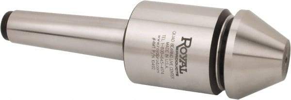 Royal Products - MT3 Morse Taper, 1.7" Head Diam Live Center - 6,000 Max RPM, 2.12" Head Length, 1-3/4" Point Diam, 1-1/4" Point Len, 750 Lb Max Workpc, Bull Nose Point - Best Tool & Supply