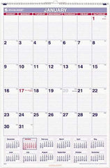 AT-A-GLANCE - 12 Sheet, 20 x 30", Wall Calendar - Blue & Red - Best Tool & Supply