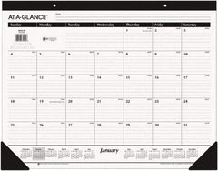 AT-A-GLANCE - 12 Sheet, 22 x 17", Desk Pad - White & Black - Best Tool & Supply