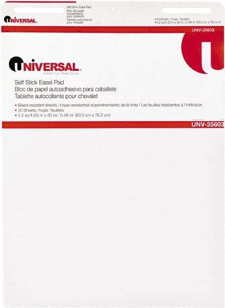 UNIVERSAL - 25 x 30 Inch Self Stick Easel Pad, White, 30 Sheets per Pad - For Use with Easel Stands - Best Tool & Supply