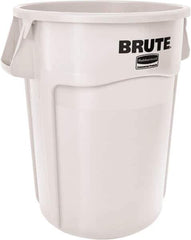 Rubbermaid - 10 Gal White Round Trash Can - Polyethylene, None Graphic, 17-1/8" High, Lid Not Included - Best Tool & Supply