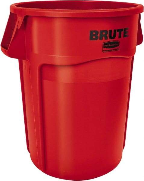 Rubbermaid - 55 Gal Red Round Trash Can - Polyethylene, None Graphic, 33.2" High, Lid Not Included - Best Tool & Supply