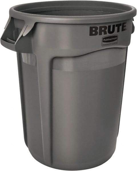 Rubbermaid - 20 Gal Gray Round Trash Can - Polyethylene, 22.91" High - Best Tool & Supply