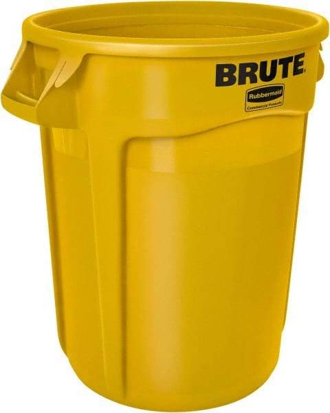 Rubbermaid - 32 Gal Yellow Round Trash Can - Polyethylene, 27.77" High - Best Tool & Supply