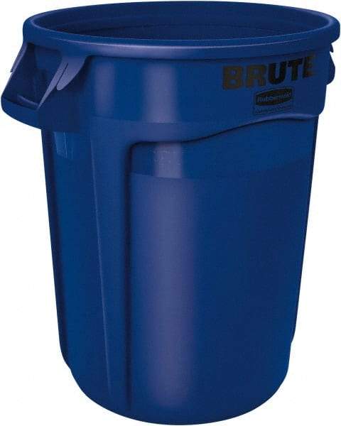 Rubbermaid - 32 Gal Blue Round Trash Can - Polyethylene, 27.77" High - Best Tool & Supply