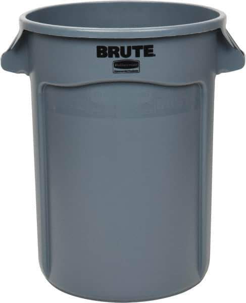 Rubbermaid - 32 Gal Gray Round Trash Can - Polyethylene, 27.77" High - Best Tool & Supply