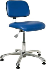 Bevco - 17 to 22" High Adjustable Height Swivel Stool - 25" Wide x 25" Deep, Vinyl Seat, Blue - Best Tool & Supply