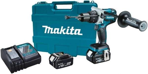 Makita - 18 Volt 1/2" Keyless Chuck Cordless Hammer Drill - 0 to 34,000 BPM, 0 to 400 & 0 to 1,500 RPM, Reversible, Ergonomic Handle - Best Tool & Supply