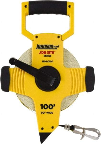 Johnson Level & Tool - 100' x 1/2" Tape Measure - 1/8" (Face) & 1/10" (Back) Graduation, Inch Graduation Style - Best Tool & Supply