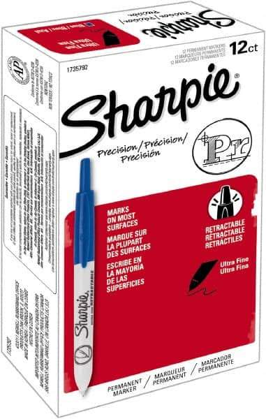 Sharpie - Blue Permanent Marker - Retractable Ultra Fine Tip, Alcohol Based Ink - Best Tool & Supply