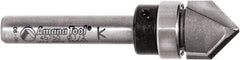 Amana Tool - 1/2" Cut Diam, 1/2" Length of Cut, 2 Flute V-Groove Edge Profile Router Bit - Carbide-Tipped, 1/4" Shank Diam, 2" OAL, Uncoated - Best Tool & Supply