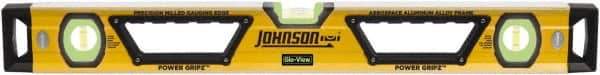 Johnson Level & Tool - 96" Long 3 Vial Box Beam Level - Aluminum, Yellow, 2 Plumb & 1 Level Vials - Best Tool & Supply