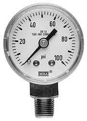 Wika - 2" Dial, 1/4 Thread, 0-160 Scale Range, Pressure Gauge - Center Back Connection Mount, Accurate to 2.5% of Scale - Best Tool & Supply