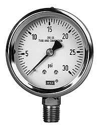 Wika - 2-1/2" Dial, 1/4 Thread, 0-2,000 Scale Range, Pressure Gauge - Lower Connection Mount, Accurate to 1.5% of Scale - Best Tool & Supply