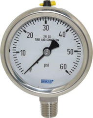 Wika - 2-1/2" Dial, 1/4 Thread, 0-60 Scale Range, Pressure Gauge - Lower Connection Mount, Accurate to 1.5% of Scale - Best Tool & Supply