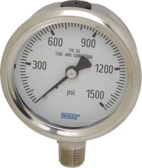 Wika - 2-1/2" Dial, 1/4 Thread, 0-1,500 Scale Range, Pressure Gauge - Lower Connection Mount, Accurate to 1.5% of Scale - Best Tool & Supply