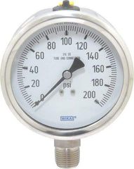 Wika - 4" Dial, 1/2 Thread, 0-200 Scale Range, Pressure Gauge - Lower Connection Mount, Accurate to 1% of Scale - Best Tool & Supply